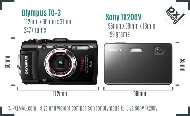 Olympus TG-3 vs Sony TX200V size comparison