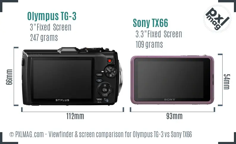 Olympus TG-3 vs Sony TX66 Screen and Viewfinder comparison