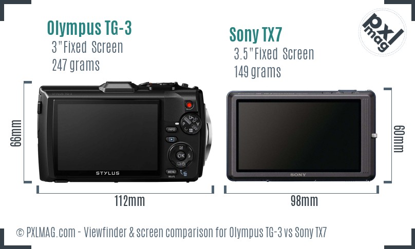 Olympus TG-3 vs Sony TX7 Screen and Viewfinder comparison