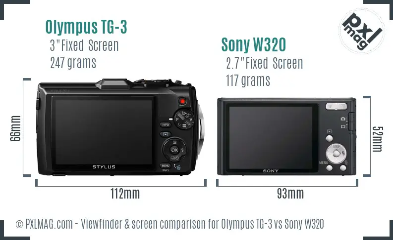 Olympus TG-3 vs Sony W320 Screen and Viewfinder comparison