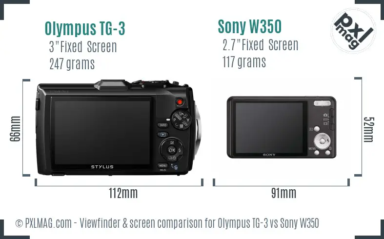 Olympus TG-3 vs Sony W350 Screen and Viewfinder comparison