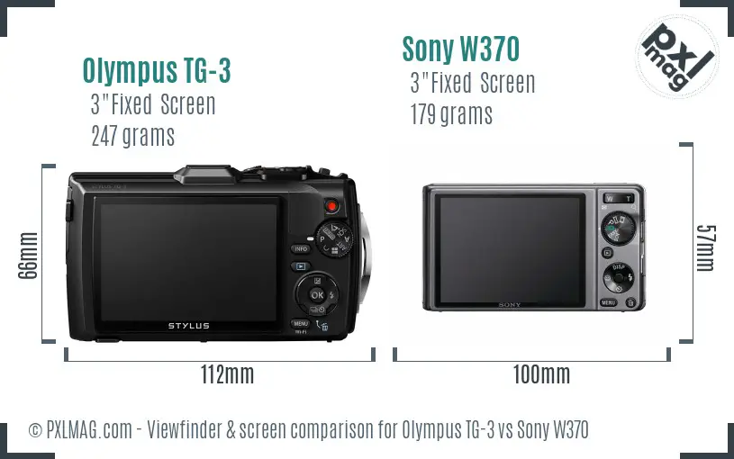 Olympus TG-3 vs Sony W370 Screen and Viewfinder comparison