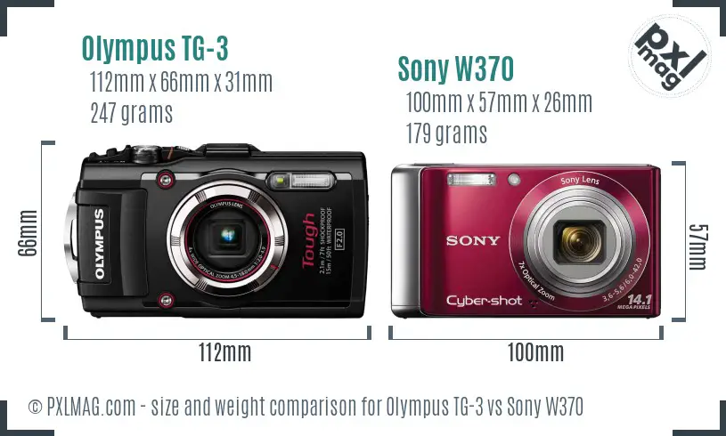 Olympus TG-3 vs Sony W370 size comparison