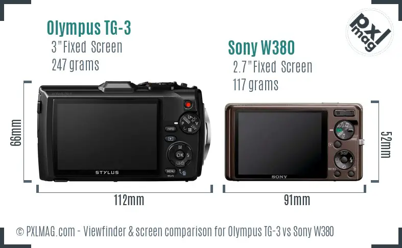Olympus TG-3 vs Sony W380 Screen and Viewfinder comparison