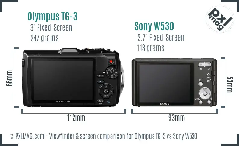 Olympus TG-3 vs Sony W530 Screen and Viewfinder comparison