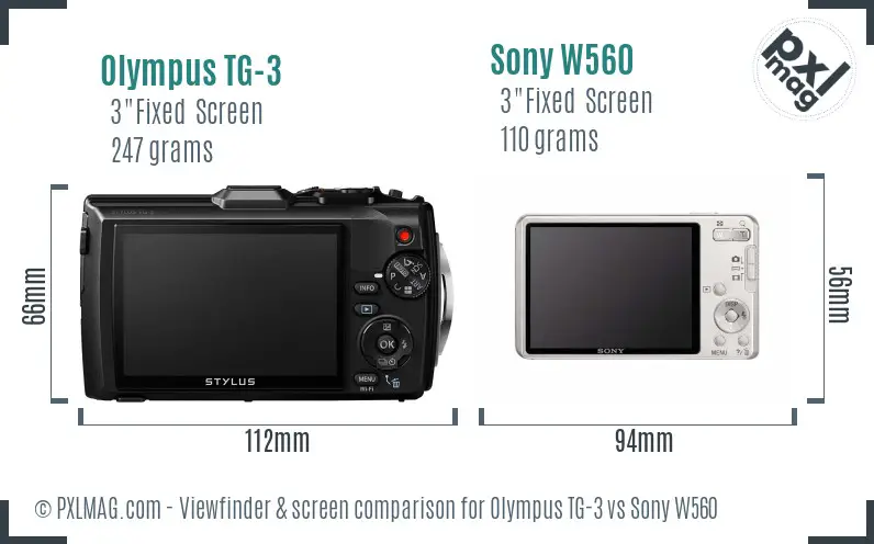 Olympus TG-3 vs Sony W560 Screen and Viewfinder comparison
