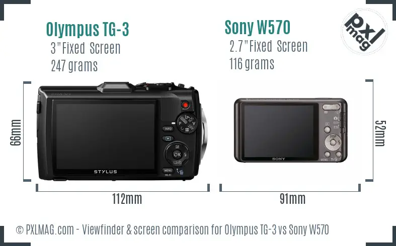 Olympus TG-3 vs Sony W570 Screen and Viewfinder comparison