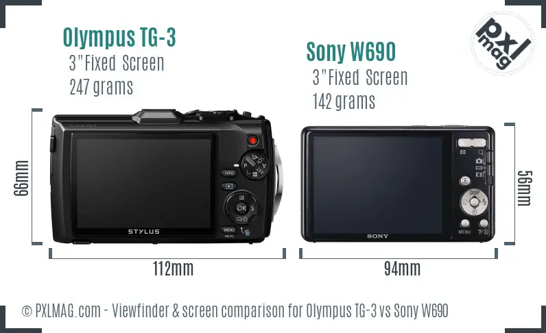 Olympus TG-3 vs Sony W690 Screen and Viewfinder comparison