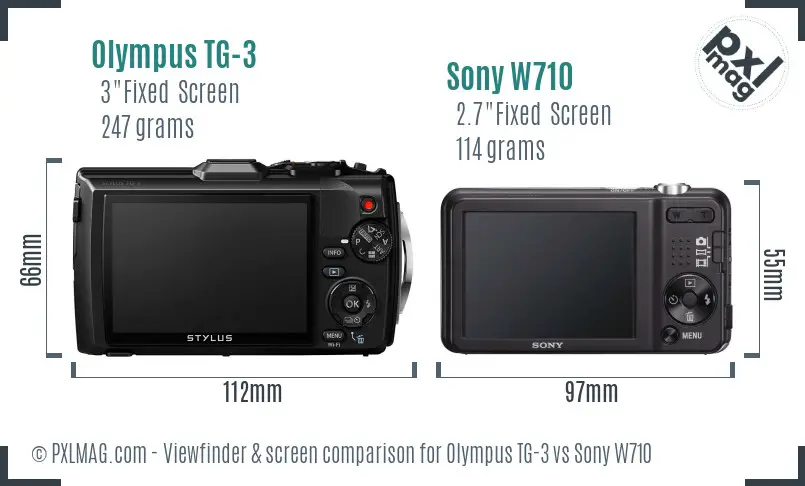 Olympus TG-3 vs Sony W710 Screen and Viewfinder comparison