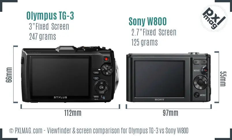Olympus TG-3 vs Sony W800 Screen and Viewfinder comparison