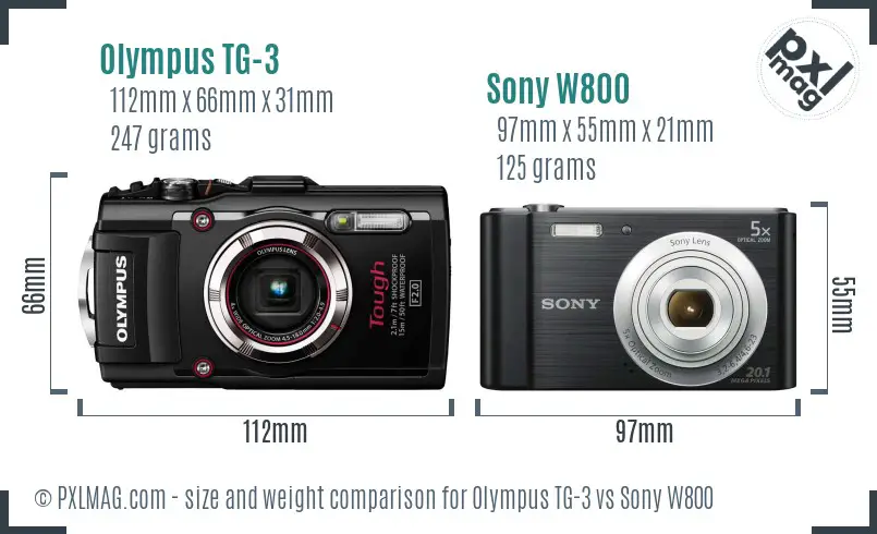 Olympus TG-3 vs Sony W800 size comparison