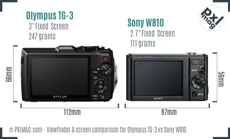 Olympus TG-3 vs Sony W810 Screen and Viewfinder comparison