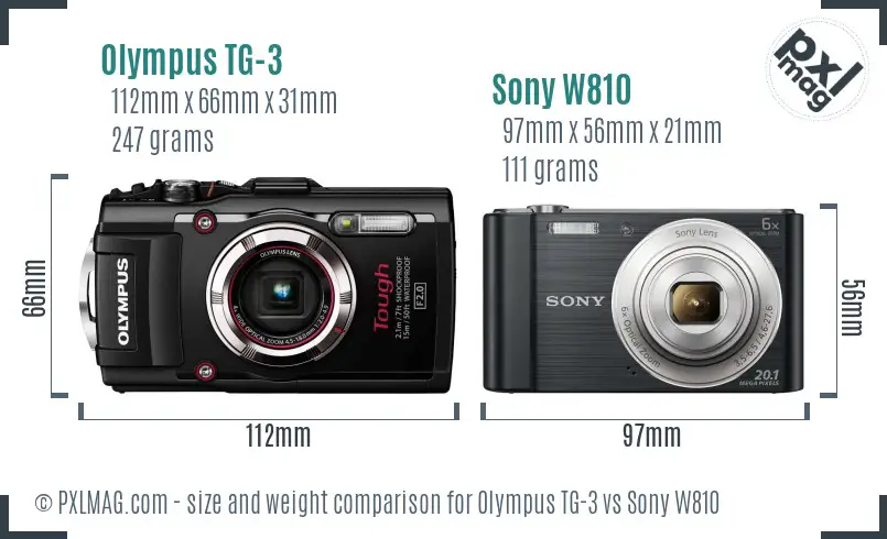 Olympus TG-3 vs Sony W810 size comparison