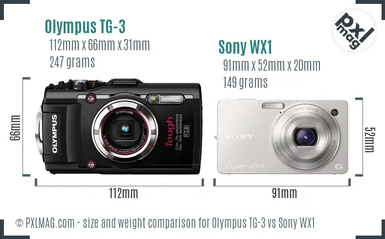 Olympus TG-3 vs Sony WX1 size comparison