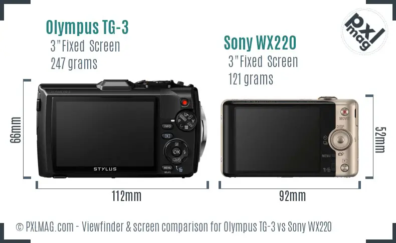 Olympus TG-3 vs Sony WX220 Screen and Viewfinder comparison