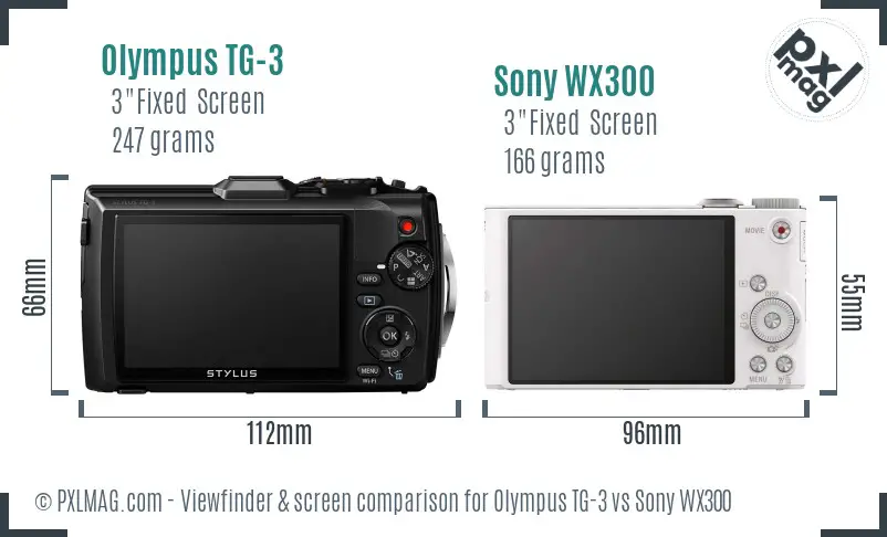 Olympus TG-3 vs Sony WX300 Screen and Viewfinder comparison