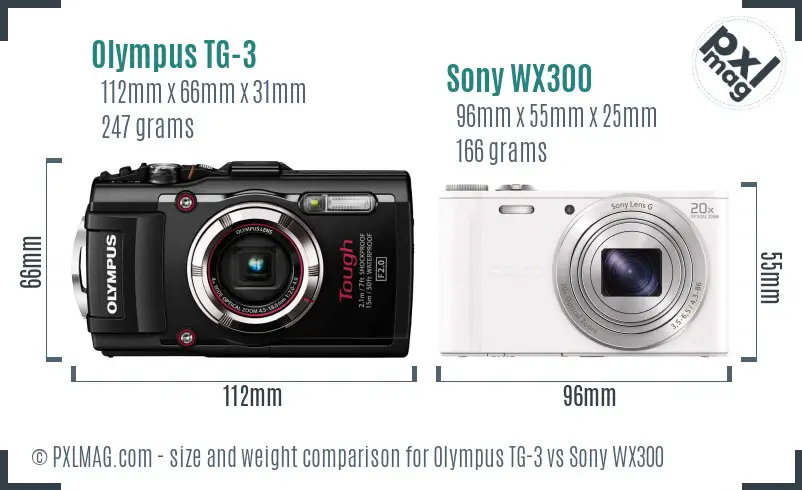 Olympus TG-3 vs Sony WX300 size comparison