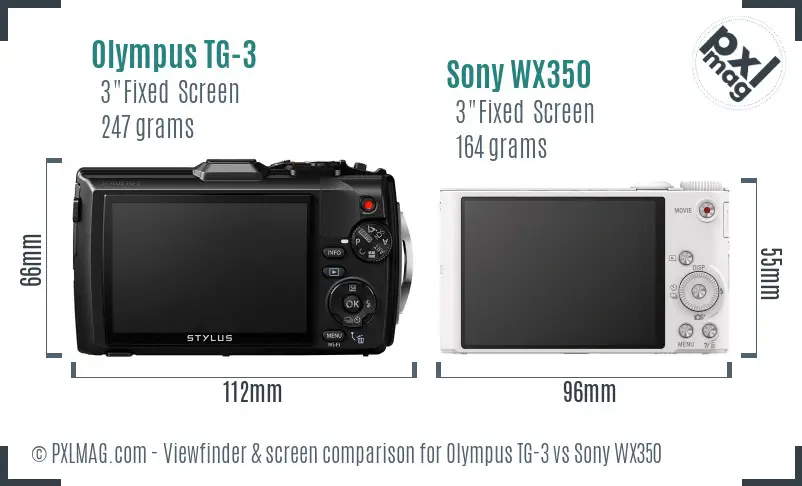 Olympus TG-3 vs Sony WX350 Screen and Viewfinder comparison