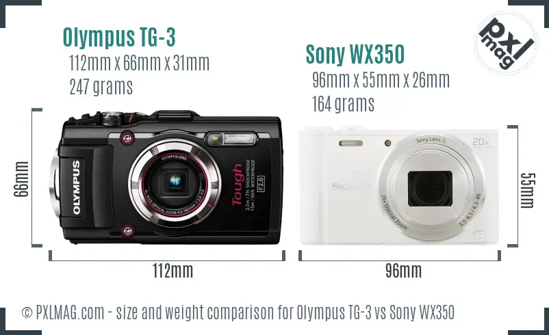 Olympus TG-3 vs Sony WX350 size comparison
