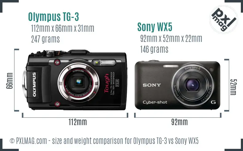 Olympus TG-3 vs Sony WX5 size comparison
