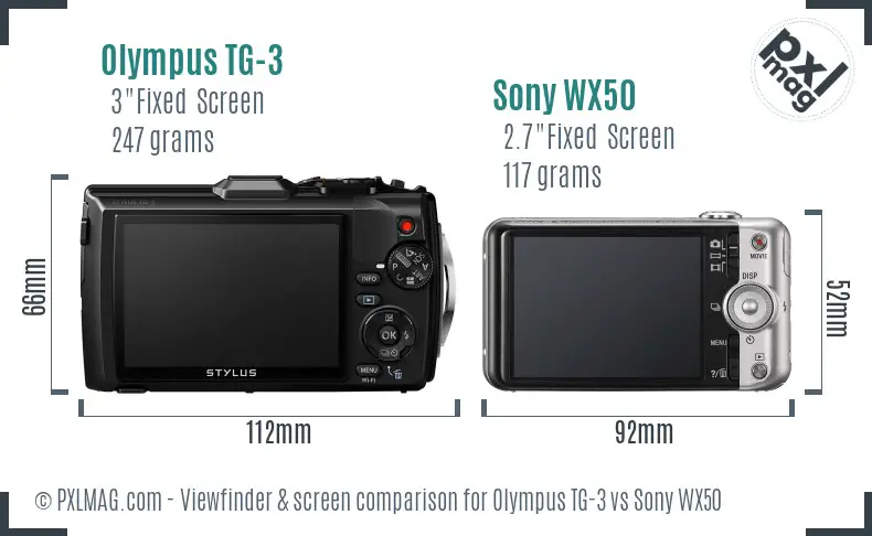 Olympus TG-3 vs Sony WX50 Screen and Viewfinder comparison