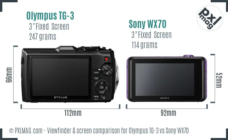 Olympus TG-3 vs Sony WX70 Screen and Viewfinder comparison