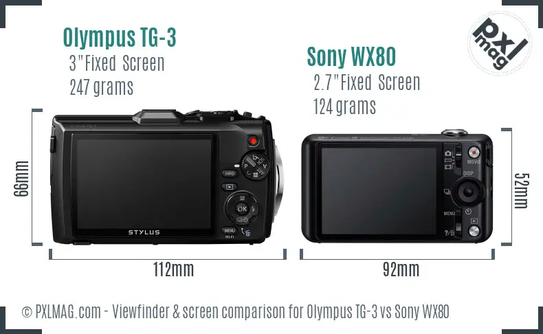 Olympus TG-3 vs Sony WX80 Screen and Viewfinder comparison