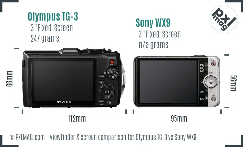 Olympus TG-3 vs Sony WX9 Screen and Viewfinder comparison