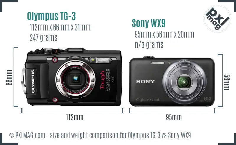 Olympus TG-3 vs Sony WX9 size comparison