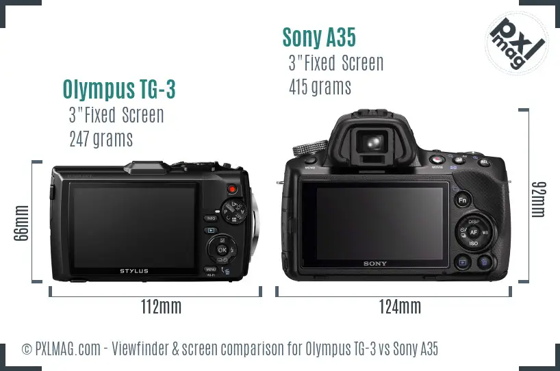 Olympus TG-3 vs Sony A35 Screen and Viewfinder comparison