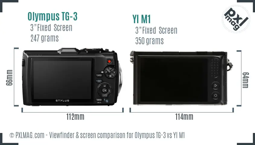 Olympus TG-3 vs YI M1 Screen and Viewfinder comparison