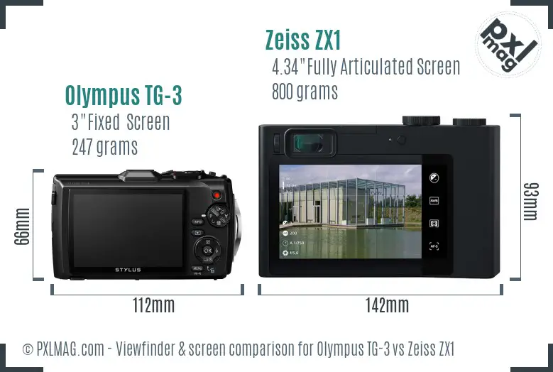 Olympus TG-3 vs Zeiss ZX1 Screen and Viewfinder comparison
