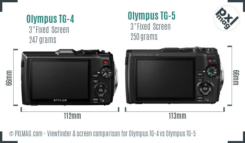 Olympus TG-4 vs Olympus TG-5 Screen and Viewfinder comparison