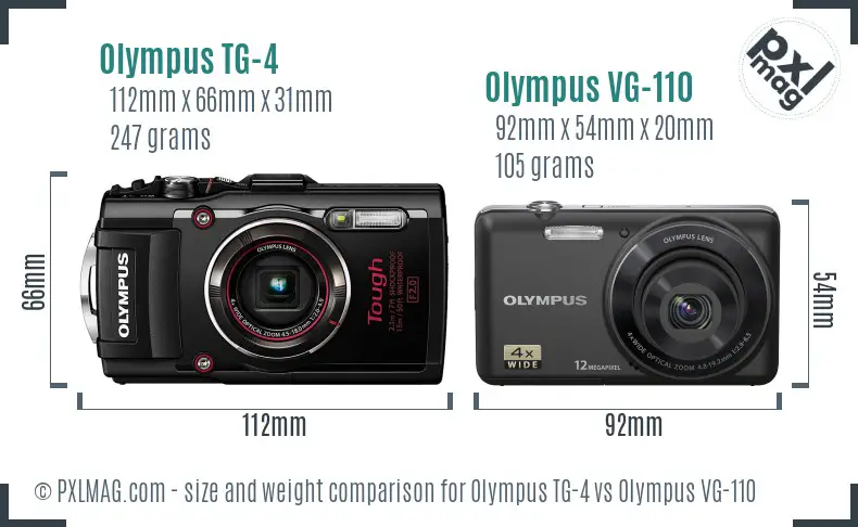 Olympus TG-4 vs Olympus VG-110 size comparison