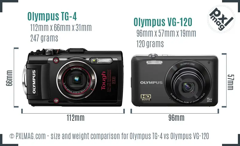Olympus TG-4 vs Olympus VG-120 size comparison