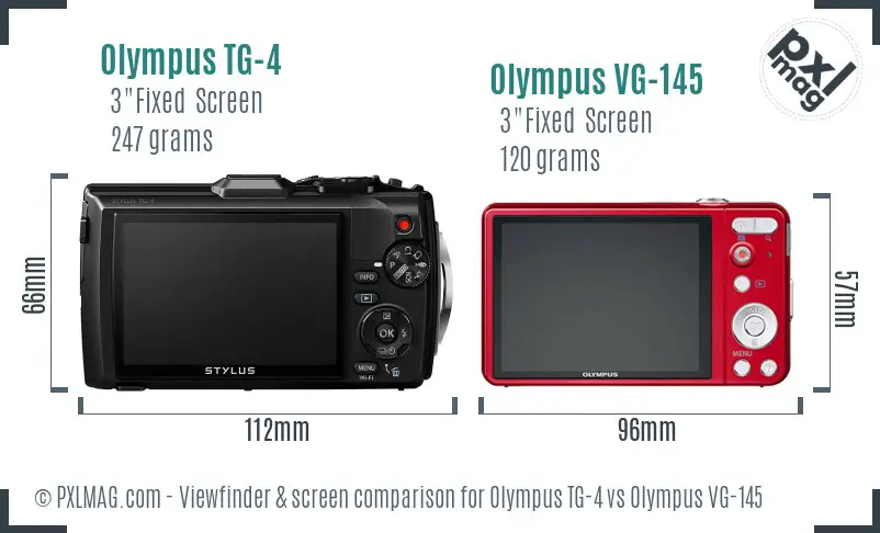 Olympus TG-4 vs Olympus VG-145 Screen and Viewfinder comparison