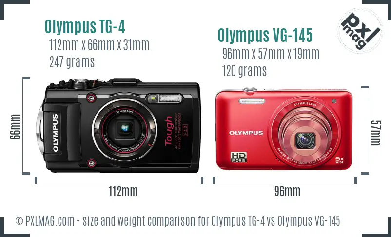 Olympus TG-4 vs Olympus VG-145 size comparison