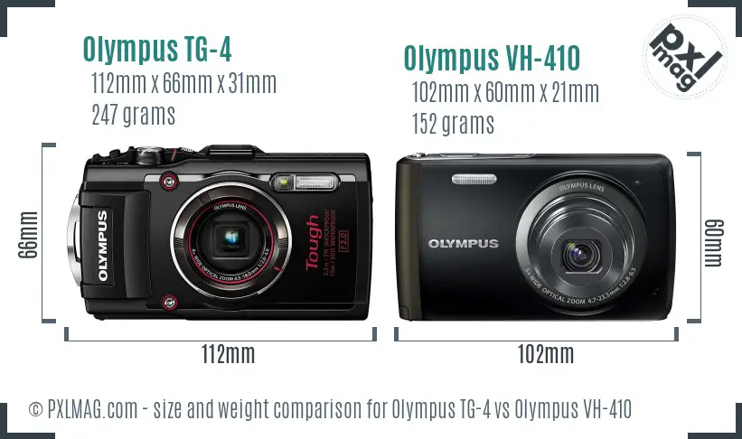 Olympus TG-4 vs Olympus VH-410 size comparison