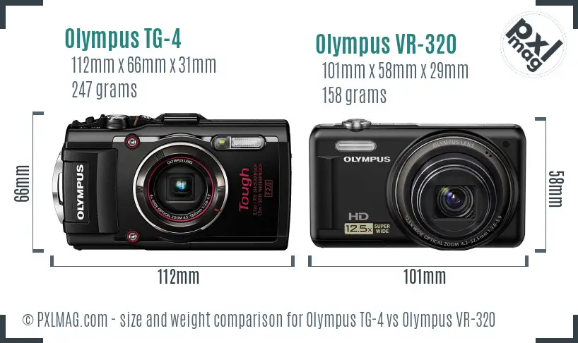 Olympus TG-4 vs Olympus VR-320 size comparison