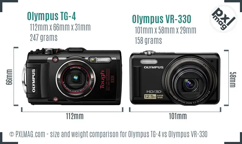 Olympus TG-4 vs Olympus VR-330 size comparison