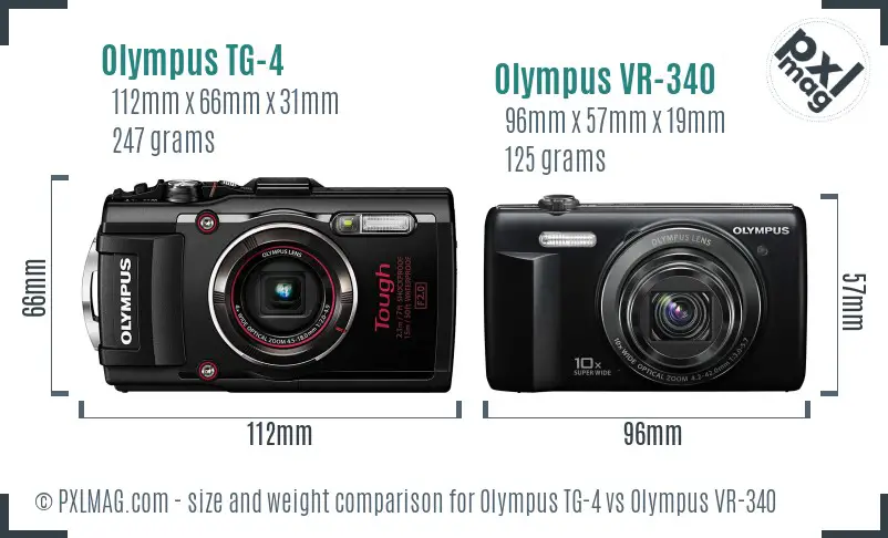 Olympus TG-4 vs Olympus VR-340 size comparison