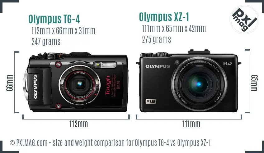 Olympus TG-4 vs Olympus XZ-1 size comparison