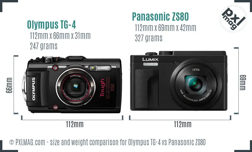 Olympus TG-4 vs Panasonic ZS80 size comparison