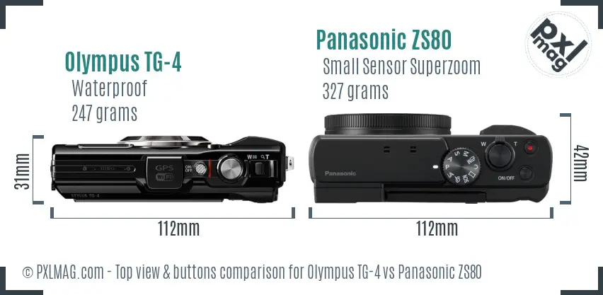 Olympus TG-4 vs Panasonic ZS80 top view buttons comparison