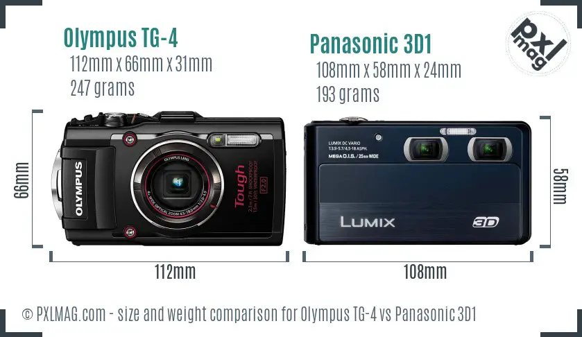Olympus TG-4 vs Panasonic 3D1 size comparison
