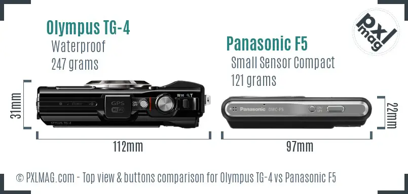 Olympus TG-4 vs Panasonic F5 top view buttons comparison