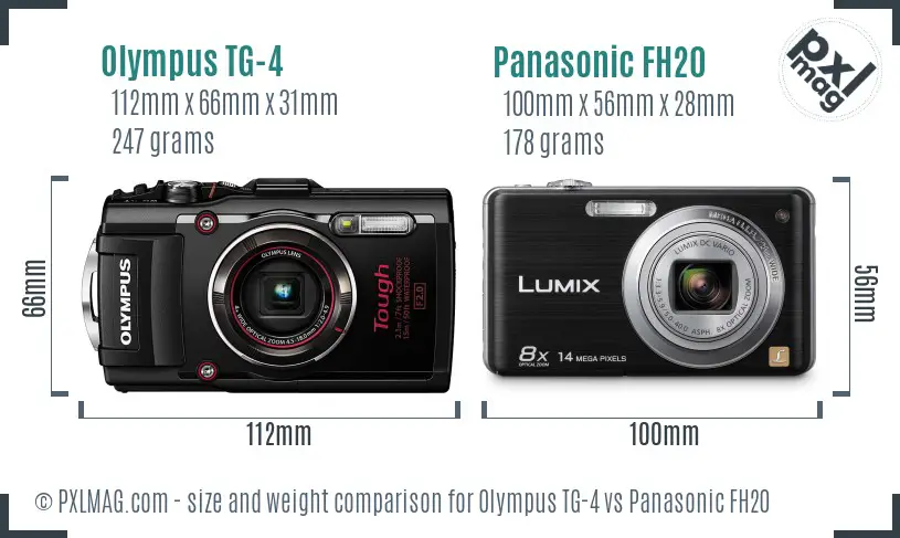 Olympus TG-4 vs Panasonic FH20 size comparison