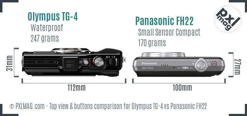Olympus TG-4 vs Panasonic FH22 top view buttons comparison