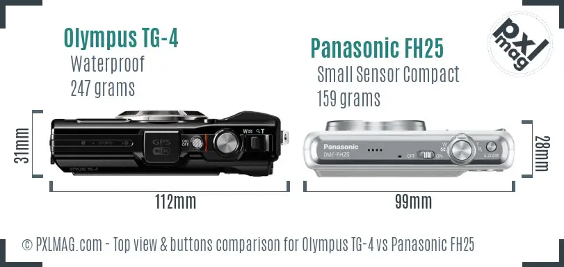 Olympus TG-4 vs Panasonic FH25 top view buttons comparison