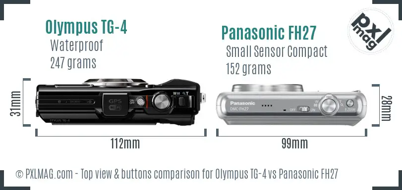 Olympus TG-4 vs Panasonic FH27 top view buttons comparison